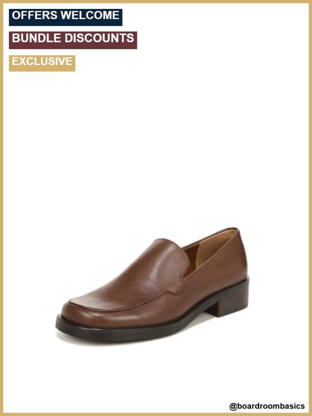 Slip-On Loafer with Leather Upper and Block Heel